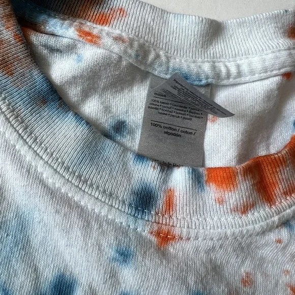 tie dye tee Size L white orange blue spiral dye‎ Gildan t shirt - Picture 4 of 6